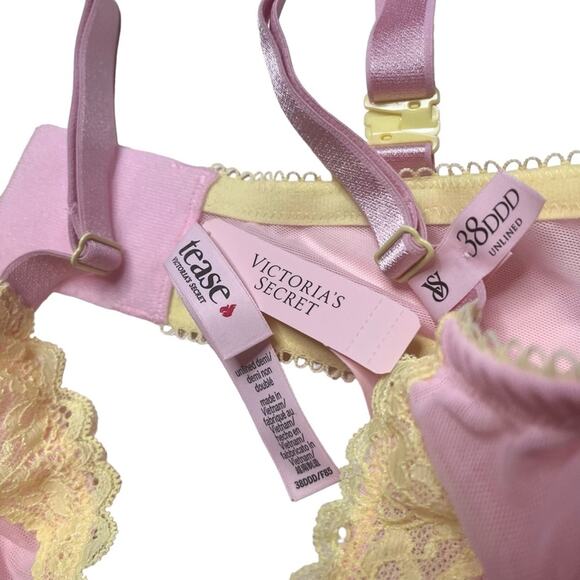 Victoria's Secret Tease Unlined Demi Bra Mesh Pretty Blossom Size 38DDD - Picture 3 of 3
